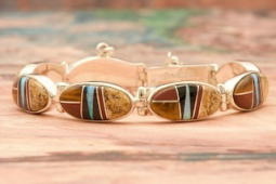 Calvin Begay Genuine Picture Jasper Sterling Silver Bracelet